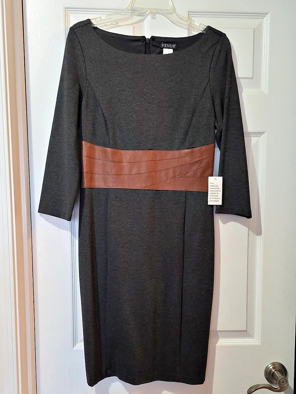 Venus Color Block Midi Dress in Black & Brown